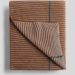 Parachute Home Organic‎ Cotton Two Tone Rib Knit Throw Bone Tobacco 50”x70”